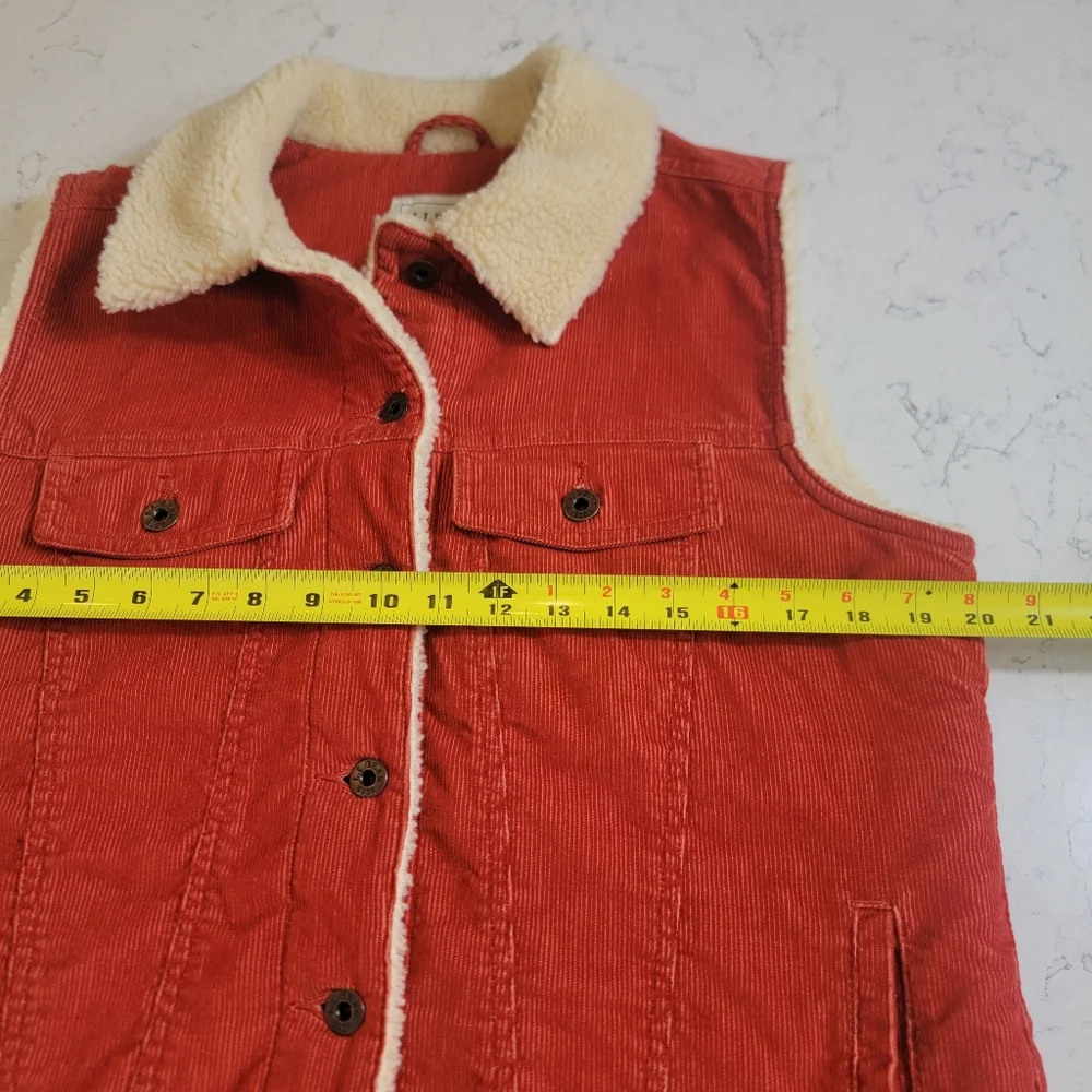 L.L.Bean Vintage Sherpa Lined Corduroy Barn Vest Rust Orange Women’s Medium - Picture 3 of 15